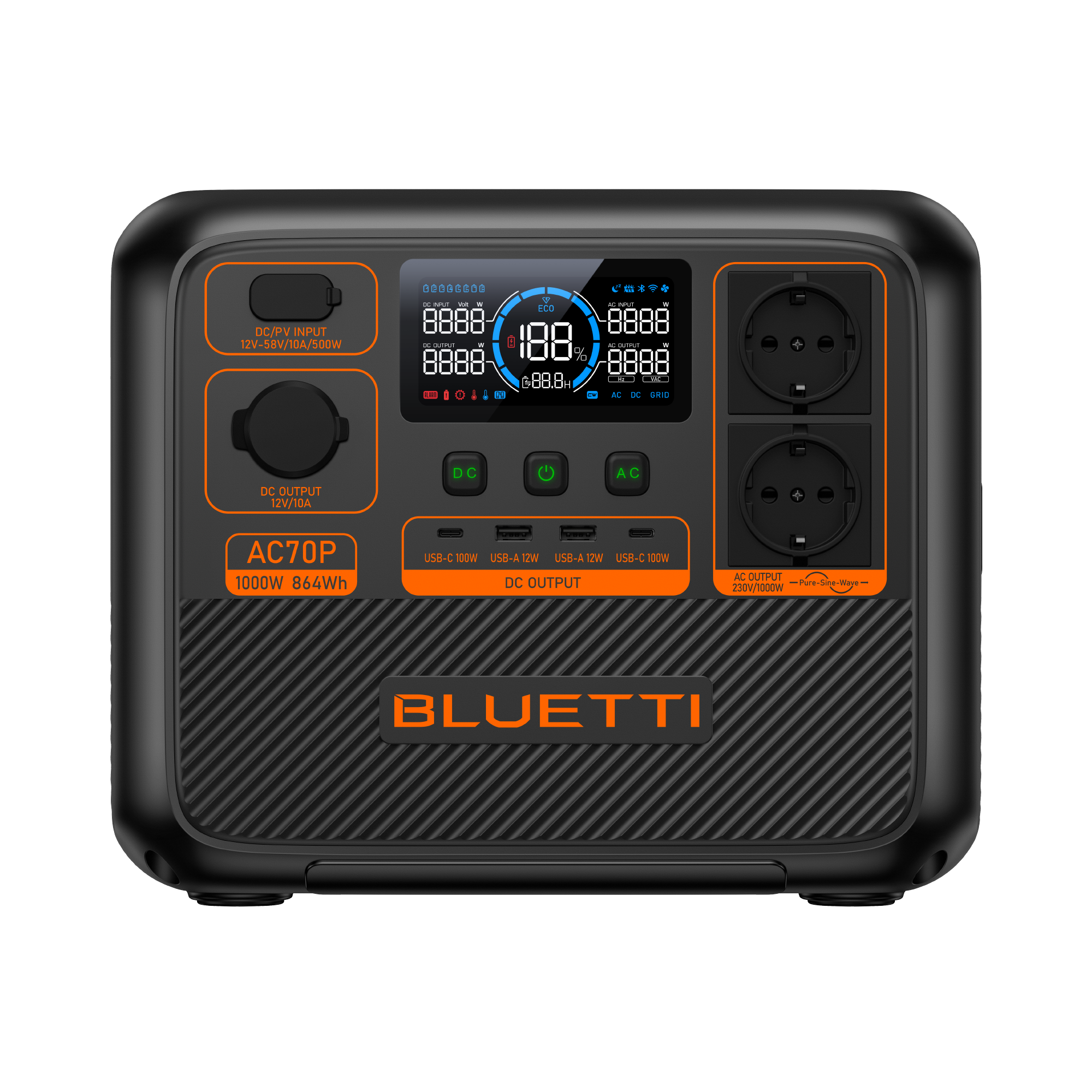 BLUETTI AC70P — 864 Вт·ч, 1000 Вт, изображение производителя